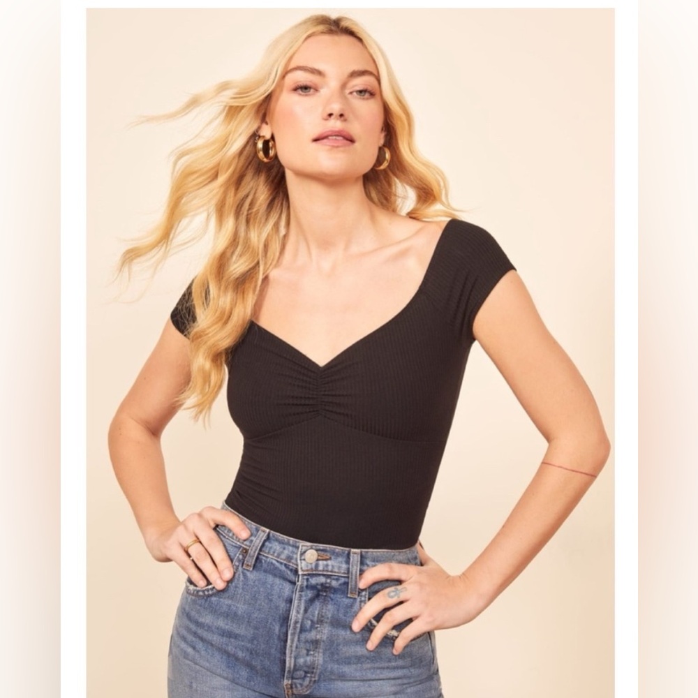 Reformation Arabella ribbed knit top
